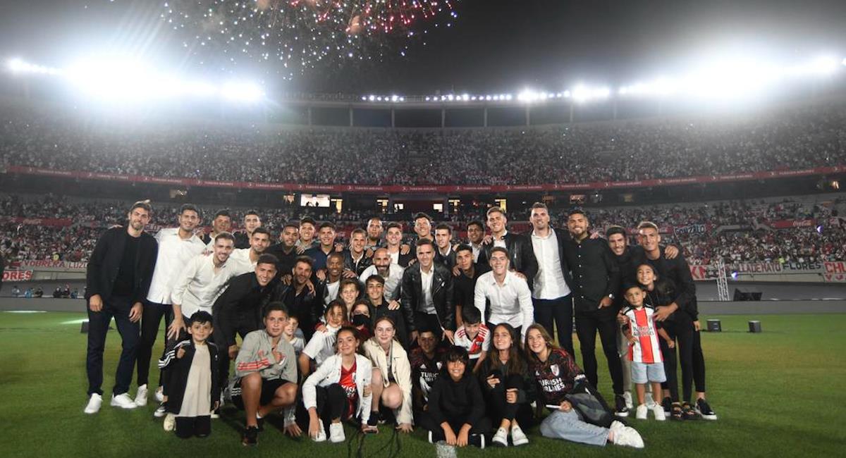 River celebró el tercer aniversario de la Copa Libertadores ganada a Boca en Madrid, España. Foto: EFE