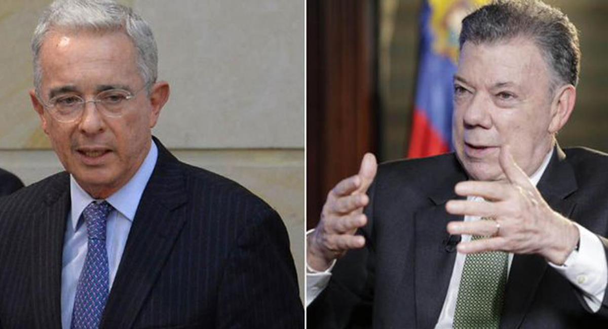 La pugna entre los exmandatarios Álvaro Uribe Vélez y Juan Manuel Santos se agudiza. Foto: Twitter @inminente_news
