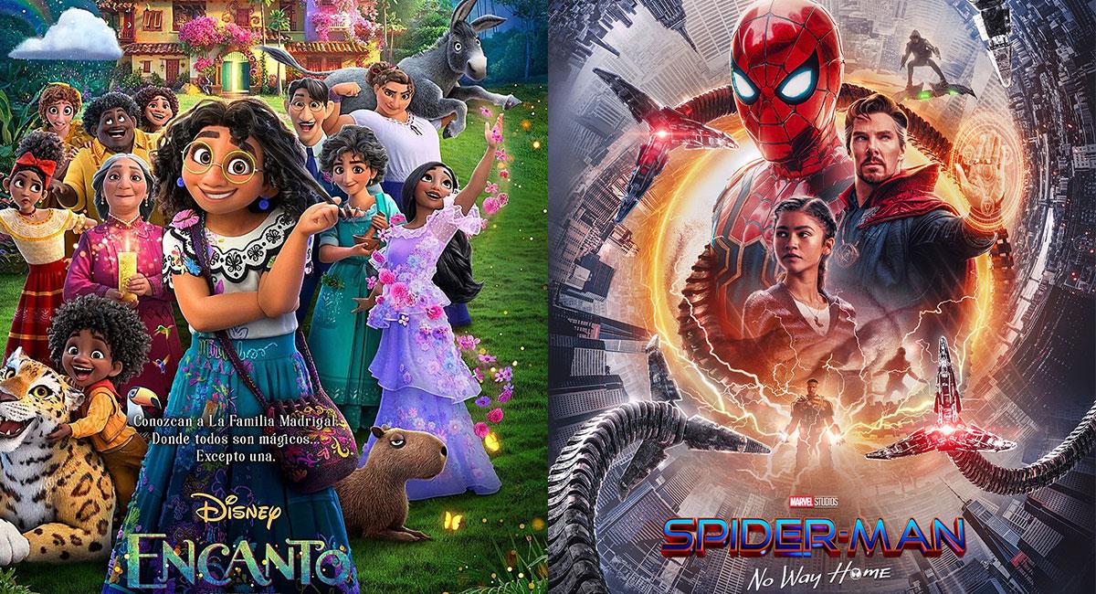 "Encanto" y "Spider-Man: No Way Home" triunfaron en los cines en el 2021. Foto: Twitter @DisneyStudiosLA y @SpiderManMovie