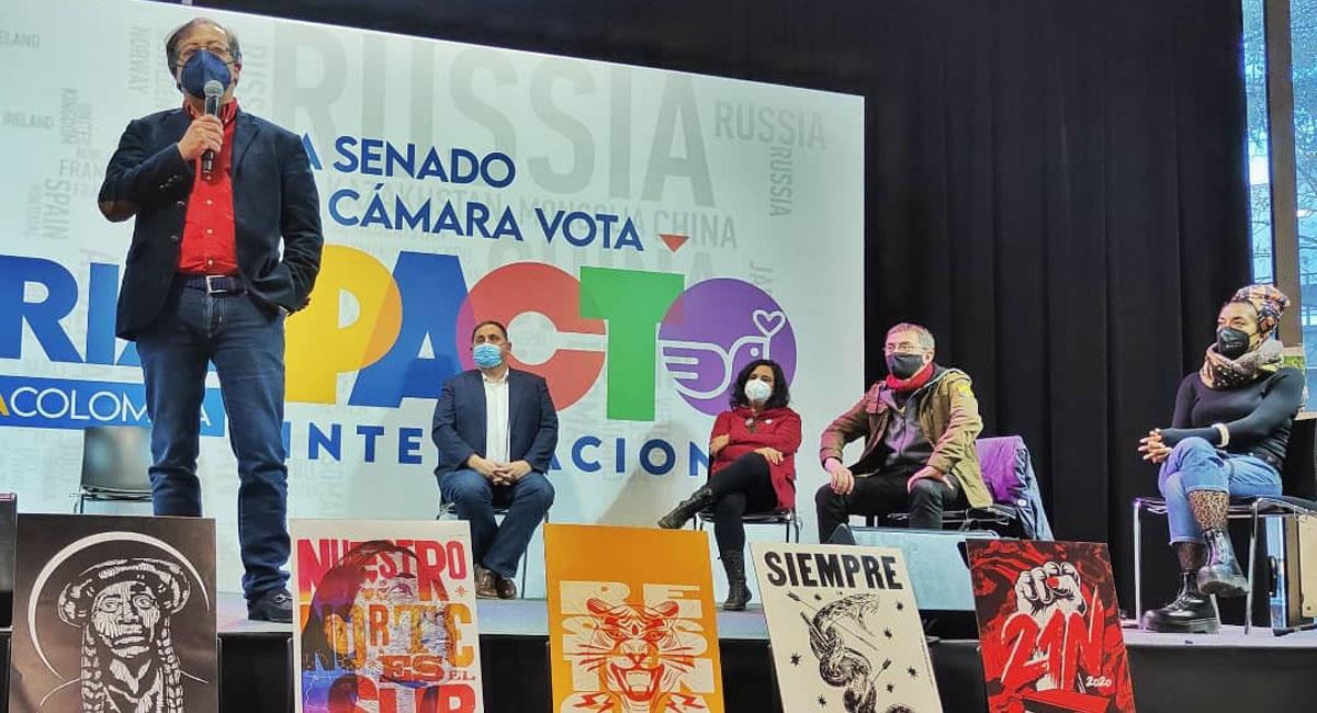 Gustavo Petro hizo el lanzamiento internacional del Pacto Histórico en Barcelona, España. Foto: Twitter @andersoncasta16