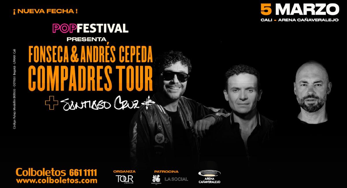 Andrés Cepeda, Fonseca y Santiago Cruz preparan un show espectacular para sus seguidores. Foto: Colboletos.com