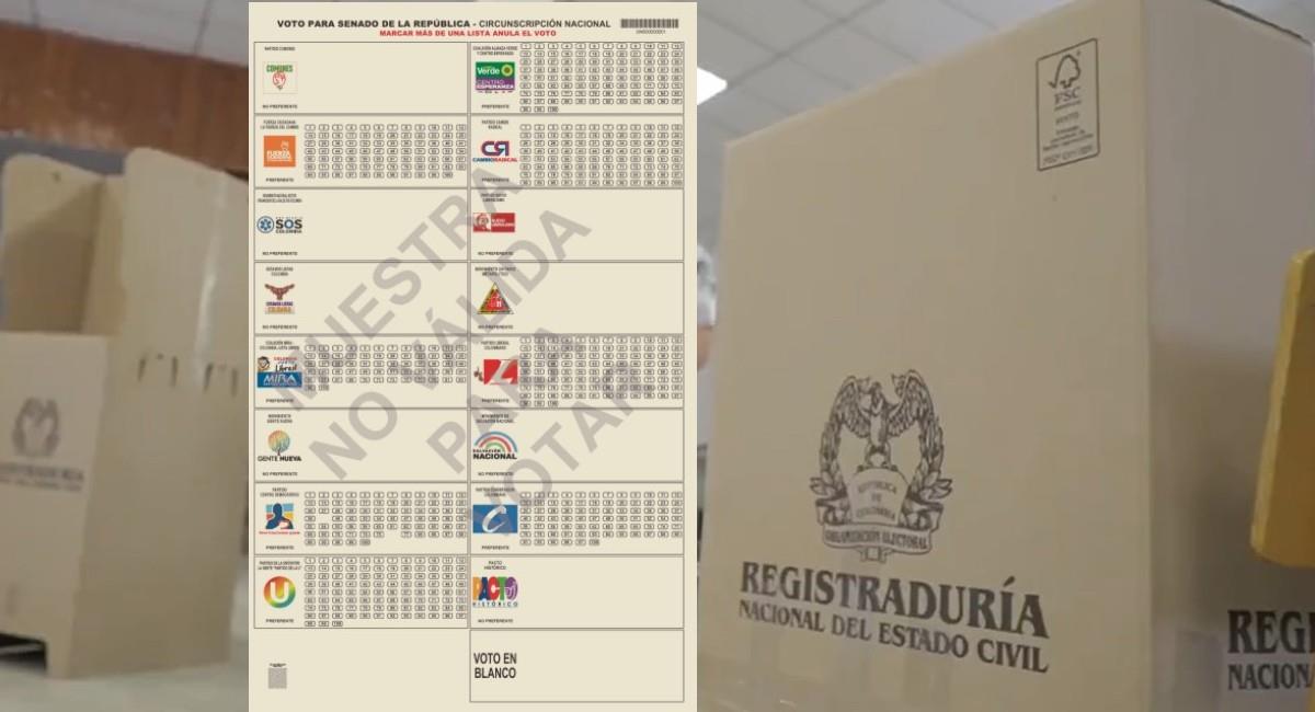 La Registraduría Nacional ya publicó los tarjetones para las elecciones