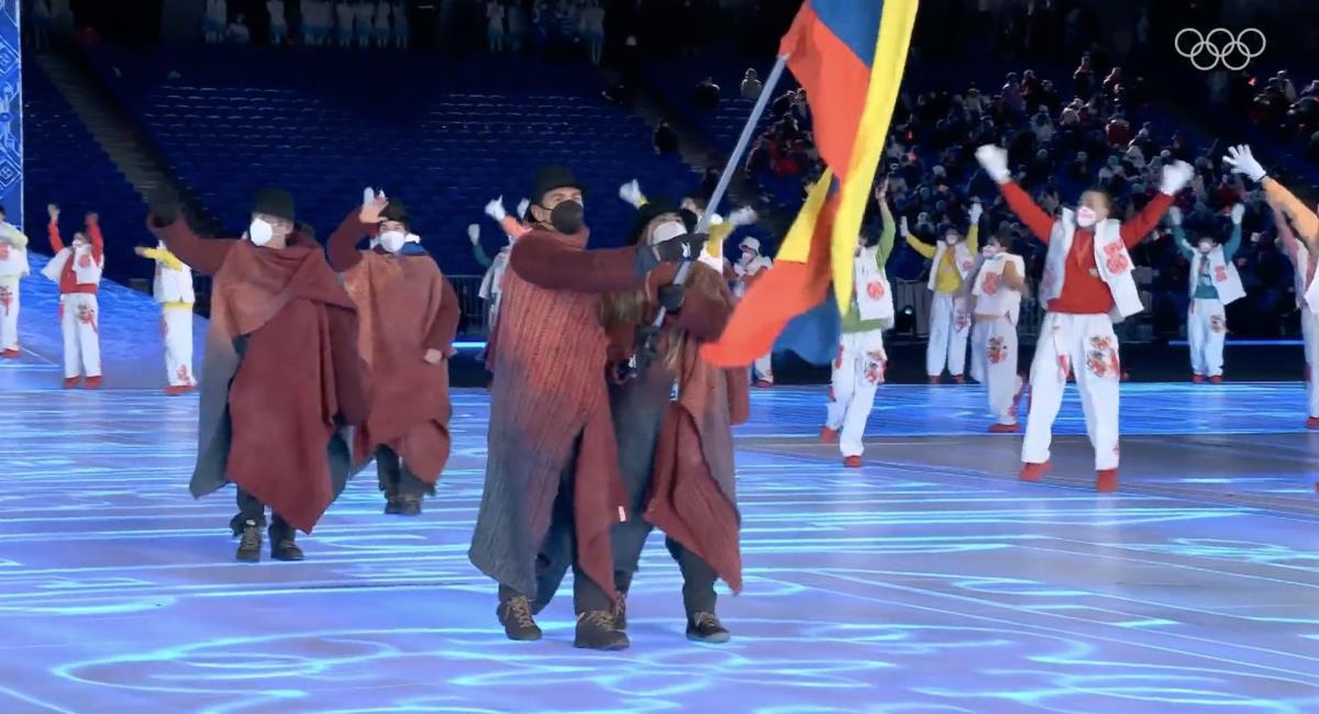 Colombia posó con ruana y sombrero en la inauguración de los Olímpicos de invierno. Foto: Twitter @juegosolimpicos