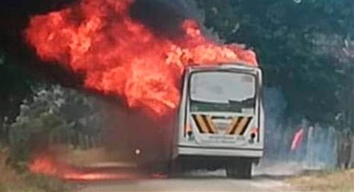16 niños que iban en bus escolar quedaron en shock al ver su vehículo quemado por el ELN 