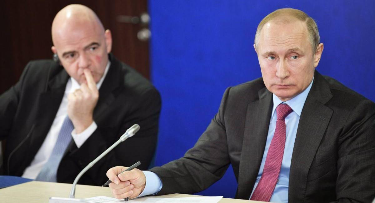 Gianni Infanto y Vladimir Putin en Mundial Rusia 2018. Foto: EFE