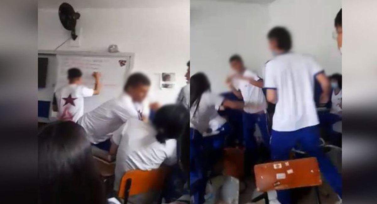 Un joven le propinó un puñetazo a una compañera de clase después de haber sostenido una discusión. Foto: Twitter @Noti90Minutos