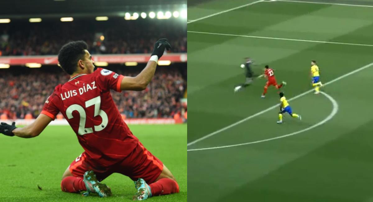 Gol de Luis Diaz con el Liverpool. Foto: Instagram Luis Diaz / Twitter: @futbol_vertical