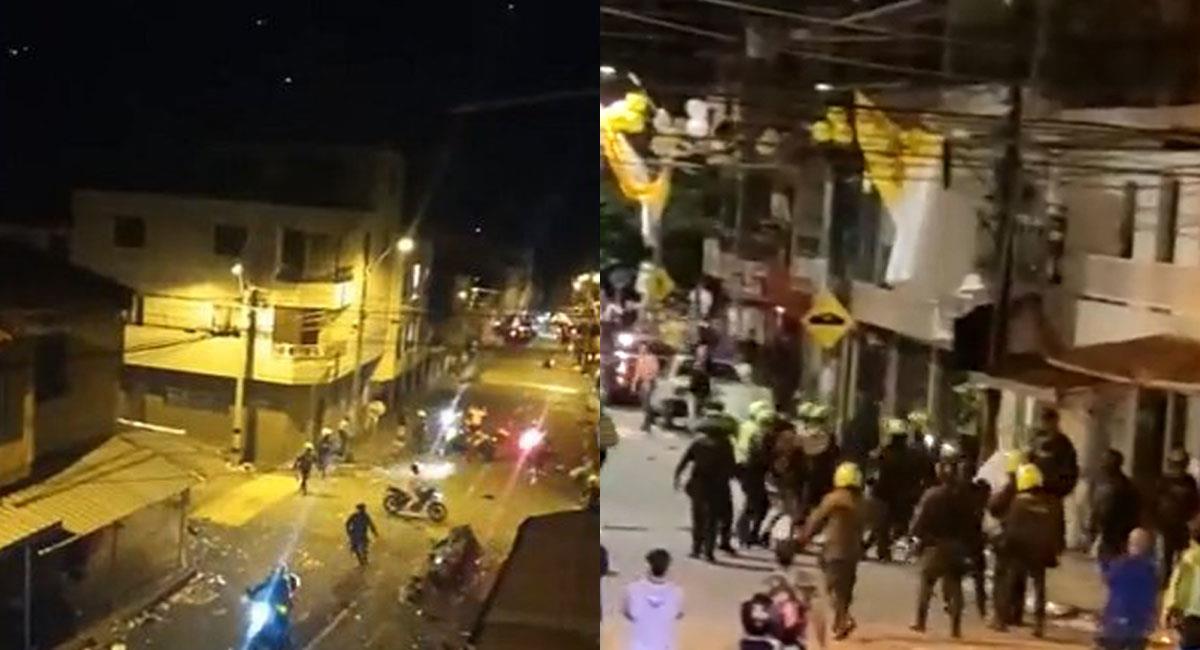 La Policía tuvo que atender riñas que se salieron de control en medio de una fiesta popular en Antioquia. Foto: Twitter @antamanece