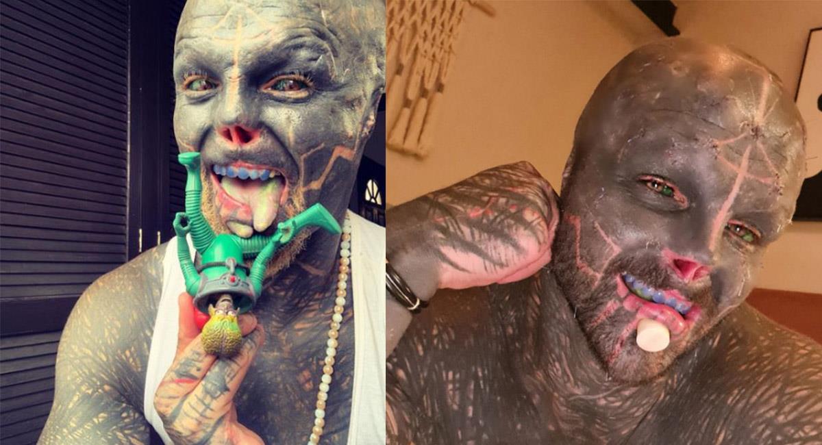 El hombre se ha sometido a decenas de cirugías morfológicas, para lucir como un "alien". Foto: Instagram @The_black_alien_project