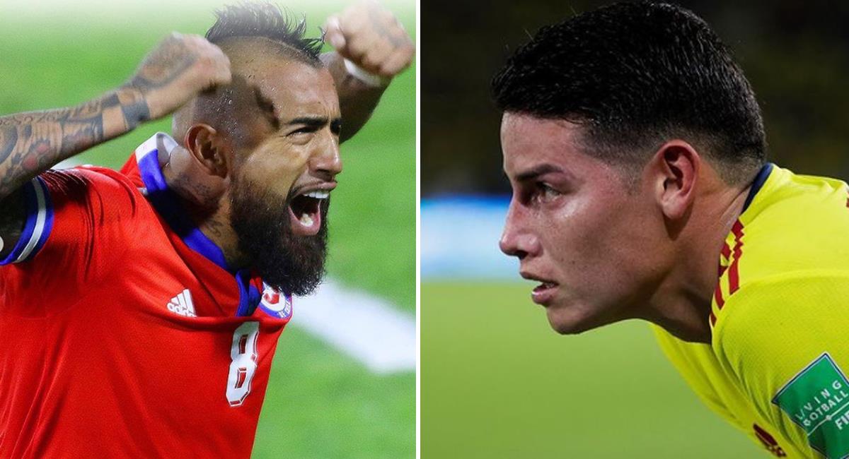 Chile o Colombia podrían acceder al cupo que dejaría la selección ecuatoriana si es eliminada del Mundial. Foto: Instagram Arturo Vidal / James Rodríguez