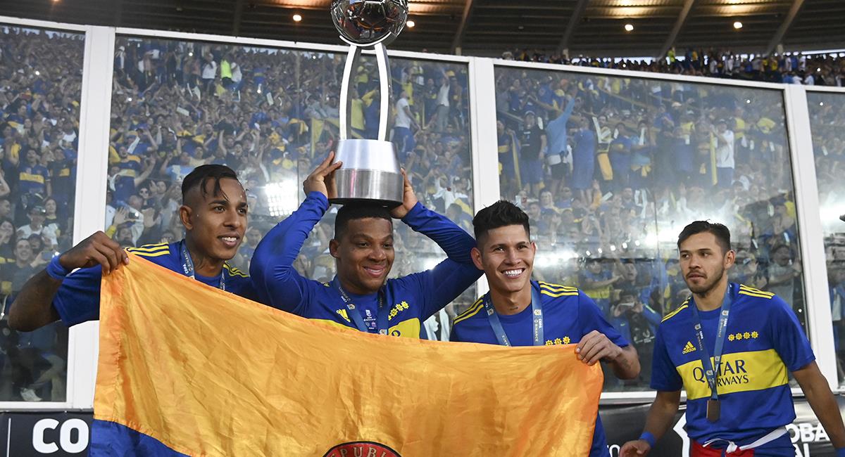Los colombianos celebraron el título de Boca Juniors por la Copa de la Liga. Foto: EFE
