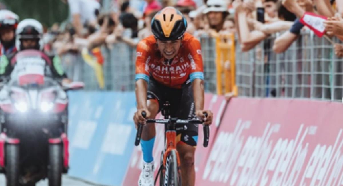 Santiago Buitrago es el mejor colombiano de la general del Giro de Italia 2022. Foto: Instagram teambahrainvictorious