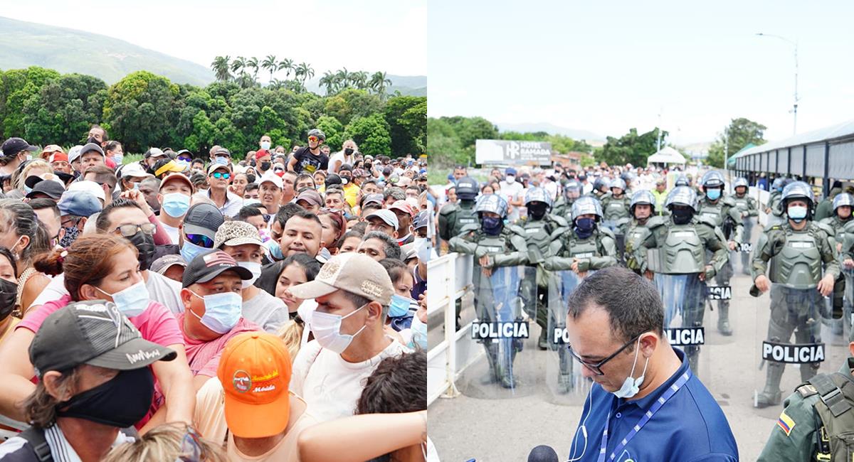 Colombianos se enfrentaron con la Guardia Nacional venezolana en la frontera. Foto: Twitter @VozdeAmerica