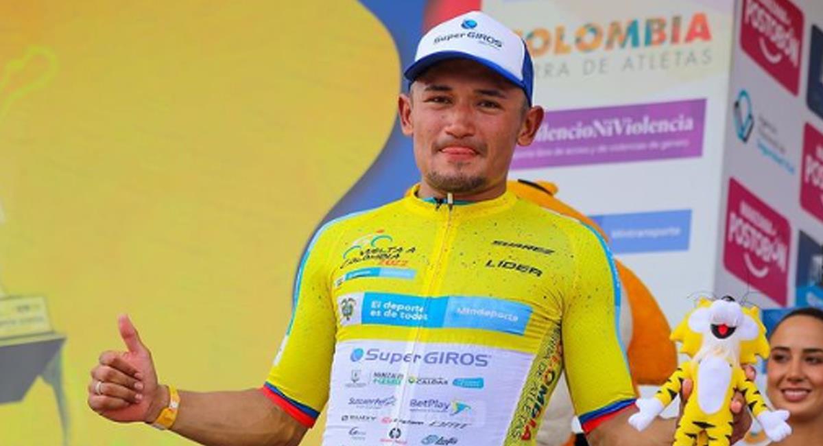 El ciclista Luis Chía ganador de la primera etapa de la Vuelta a Colombia 2022. Foto: Instagram teamsupergiros