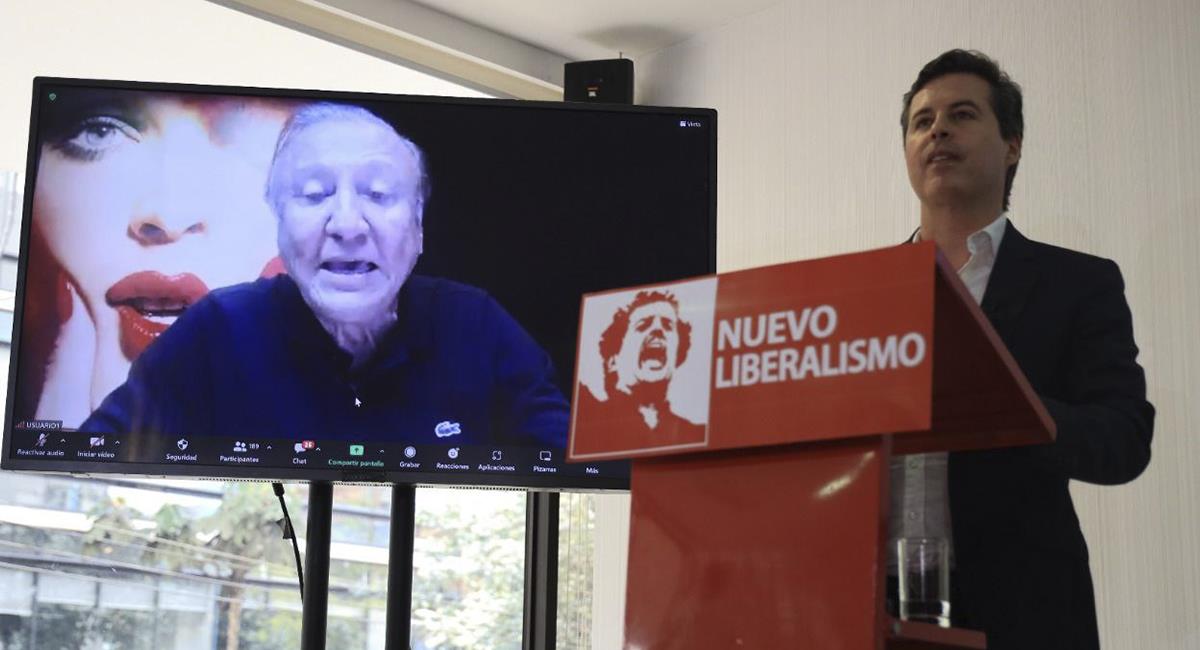 Juan Manuel Galán anunciando el apoyo del Nuevo Liberalismo a Rodolfo Hernández. Foto: Twitter @NvLiberalismo