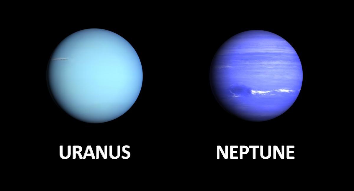 La sonda espacial de la NASA Voyager 2 capturó estas imágenes de Urano (izquierda) y Neptuno (derecha) durante su acercamiento a los planetas en 1980. Foto: Shutterstock