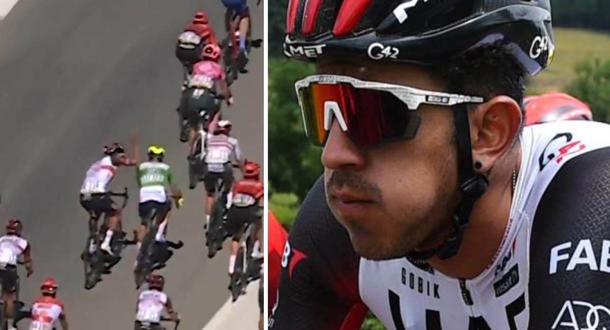 Juan Sebastián Molano fue descalificado del Critérium Dauphiné. Foto: Twitter @AndyVermaut / @GcnRacing