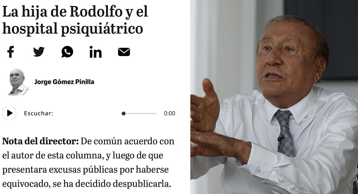 Captura columna El Espectador / Rodolfo Hernández, durante una entrevista con Efe. Foto: EFE Mauricio Duenas ARCHIVO / Captura El Espectador