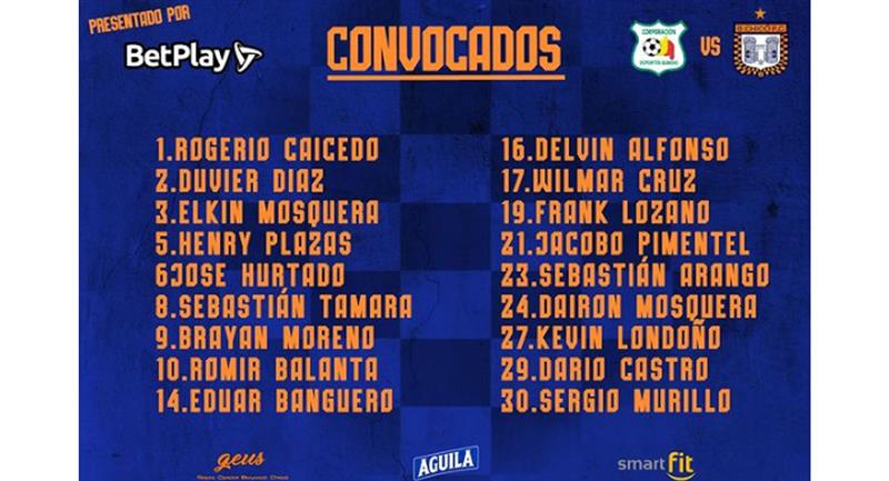Lista de jugadores convocados por Boyacá Chico.  Foto: Instagram Boyacá Chico