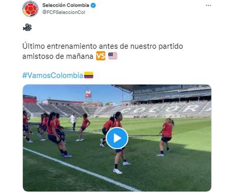 Entrenamiento de jugadores colombianos previo al amistoso contra USA.  Foto: Twitter FCF