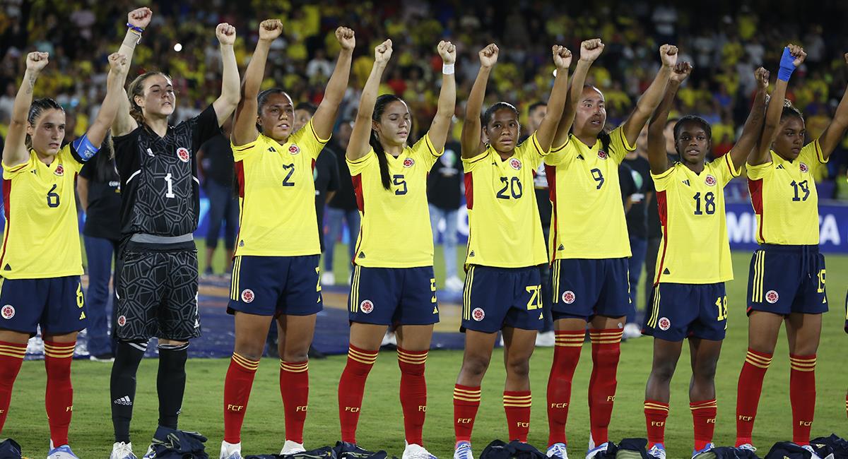 Protesta de las jugadoras de la Selección Colombia a la Dimayor. Foto: EFE