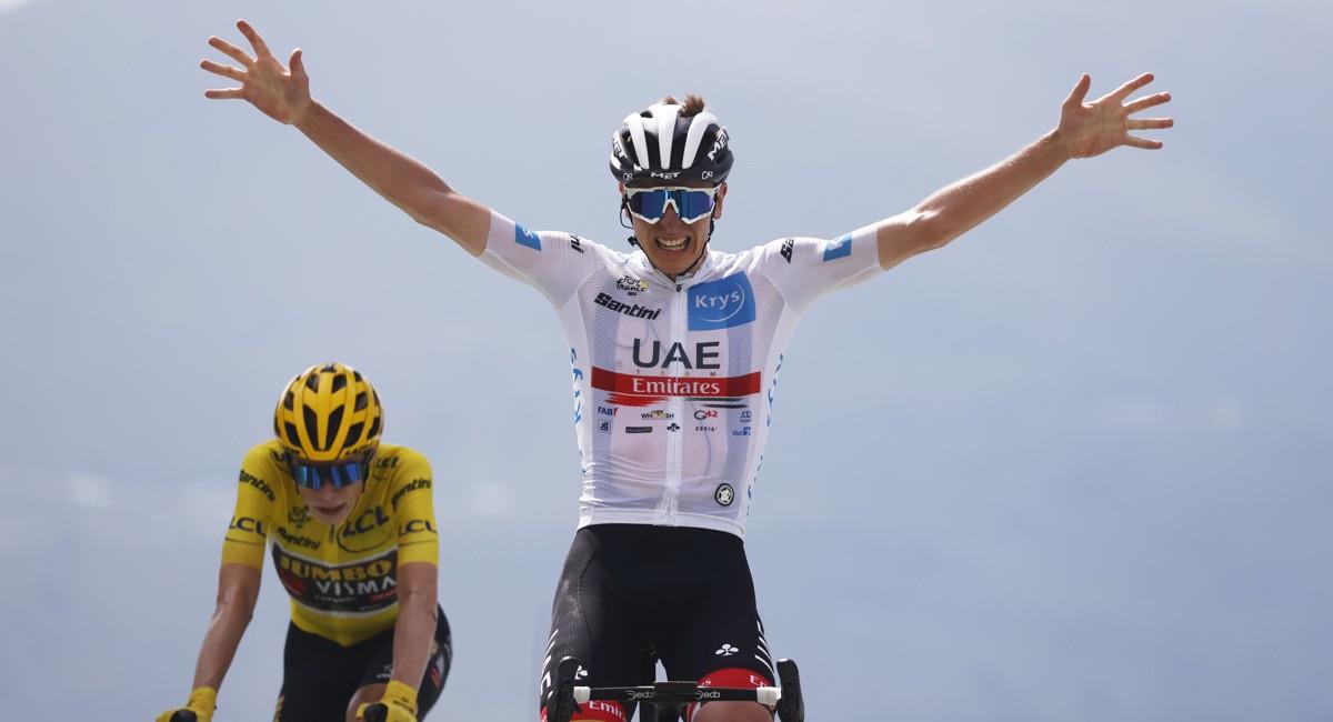 Tadej Pogacar conquistó la etapa 17 del Tour de Francia. Foto: EFE