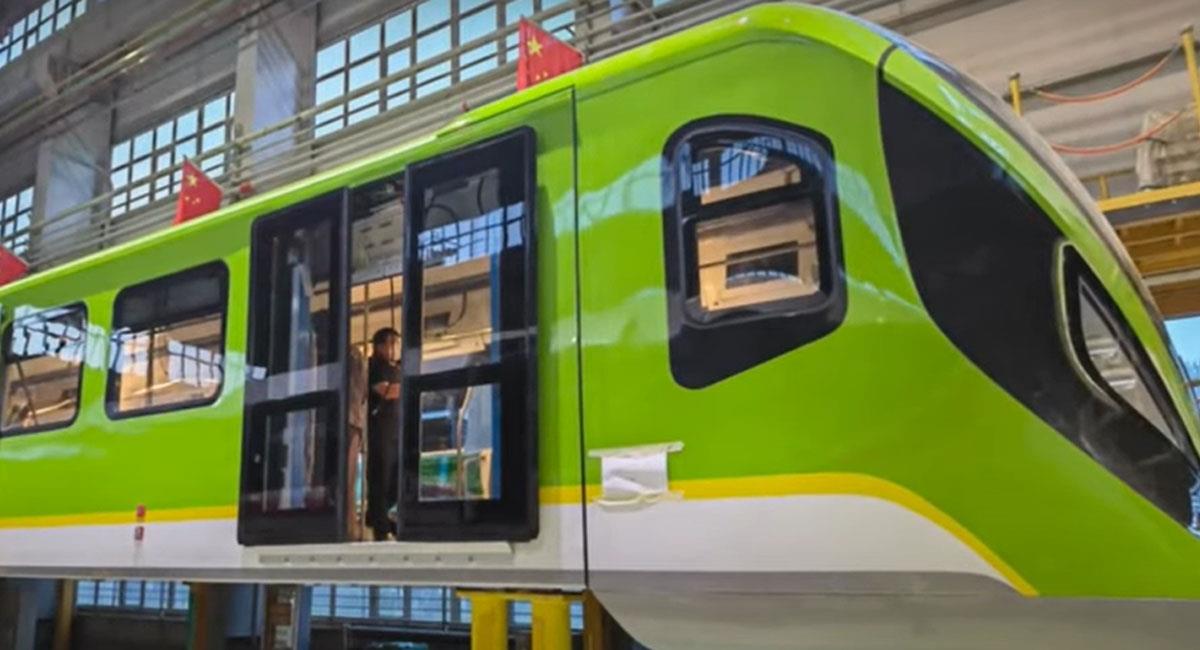 El primer vagón del metro de Bogotá llegará desde China a fines del 2022. Foto: Youtube