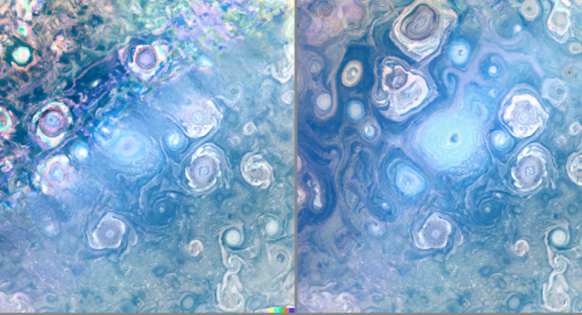 Fue exactamente en el polo norte del planeta donde la sonda espacial Juno captó la imagen. Foto: missionjuno.swri.edu 
