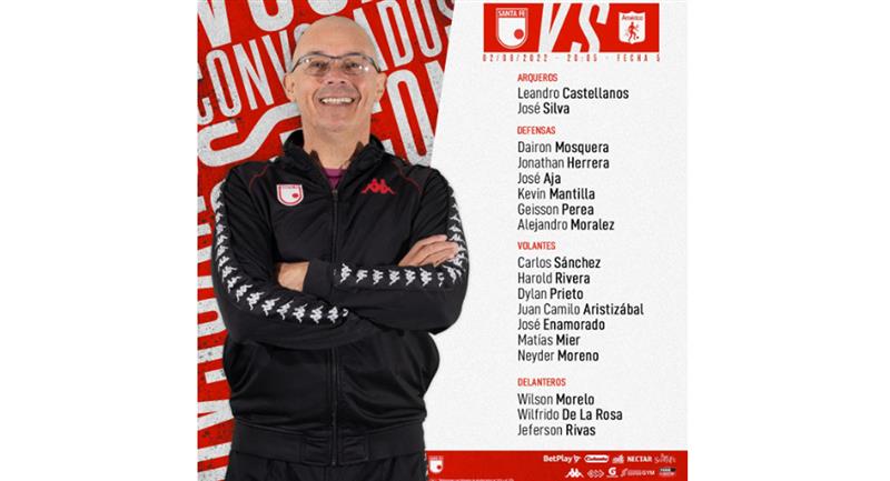 Lista de Independientes de Santa Fe convocados.  Foto: Instagram Santa Fe