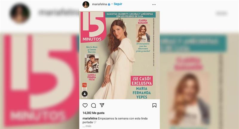 María Fernanda Yepes se casó en secreto hace tres meses.  Foto: Instagram @mariafelina