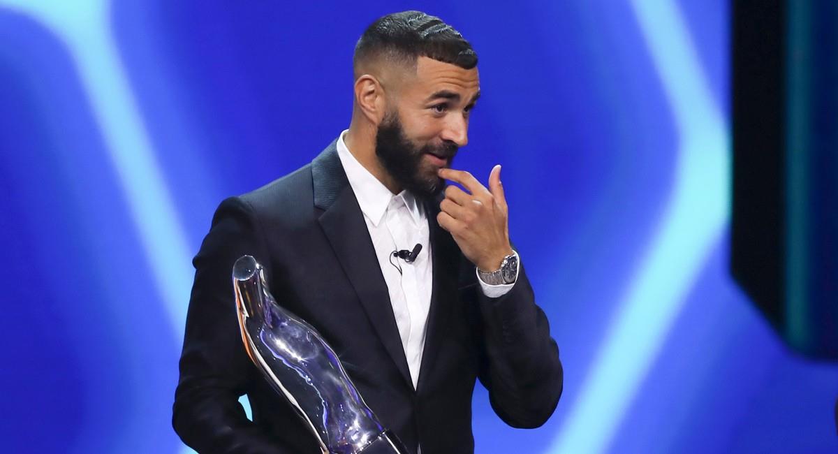 Karim Benzema se quedó con el premio al Mejor Jugador de UEFA. Foto: EFE
