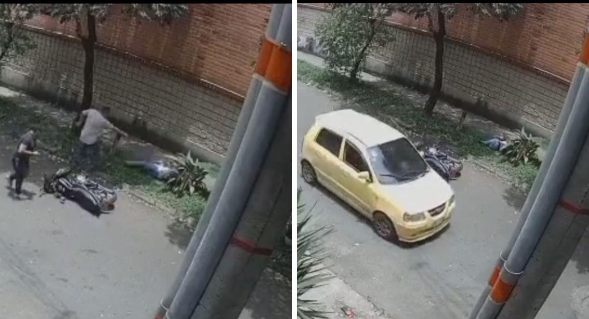 Captura de video: Conductor de taxi dispara a un fletero luego de que este hurtara a un ciudadano. Foto: Twitter @DenunciasAntio2