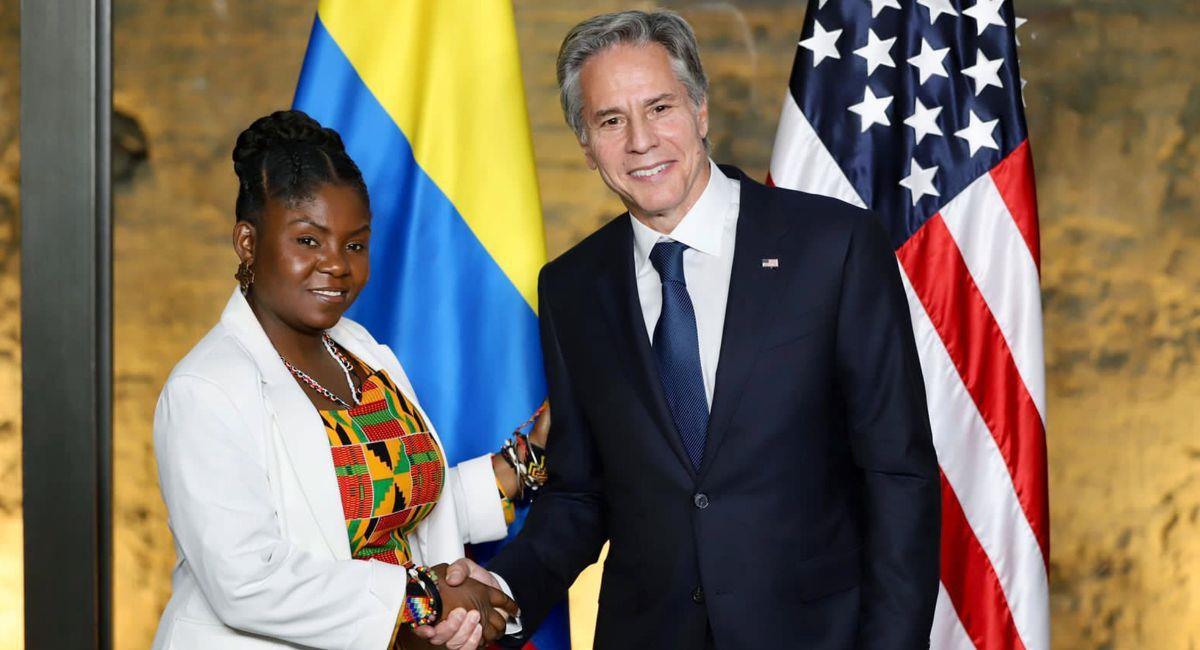 Antony Blinken, junto a la vicepresidenta de Colombia, Francia Márquez. Foto: EFE EFE/ Vicepresidencia De Colombia