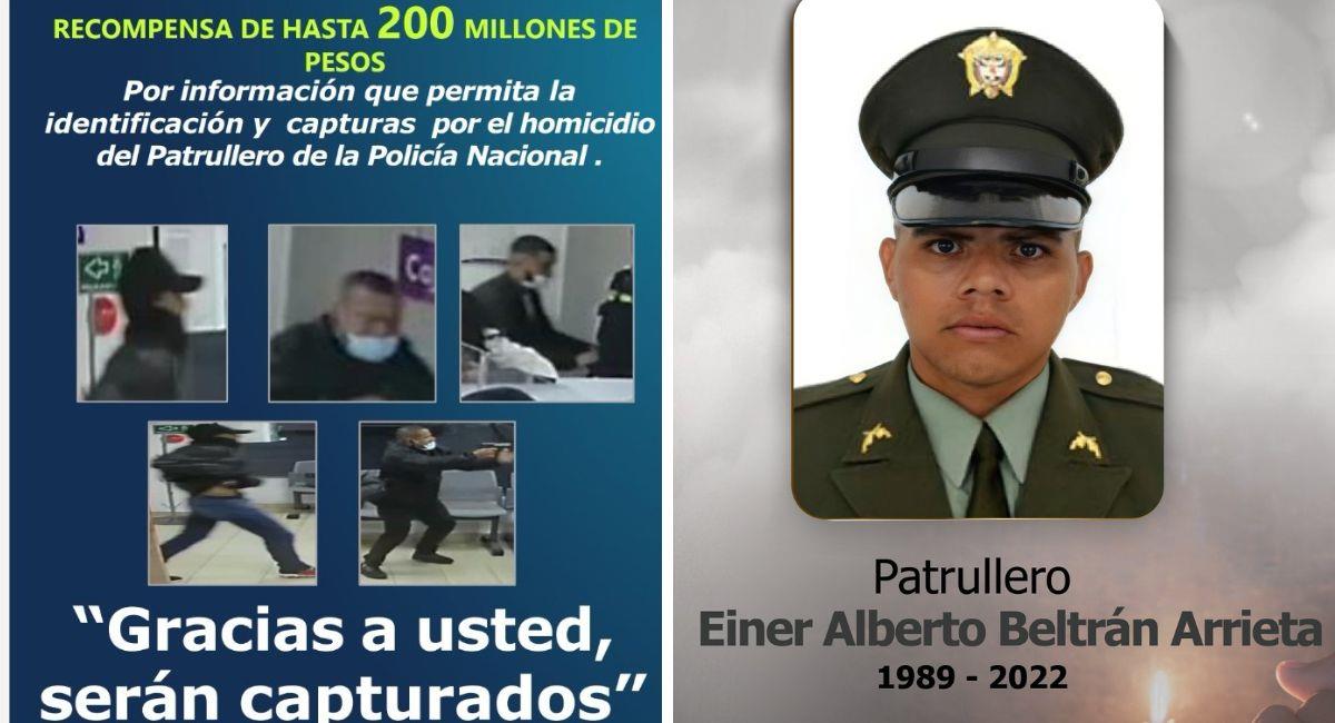 Einer Beltrán Arrieta, de 33 años, patrullero asesinado. Foto: Twitter @PoliciaColombia