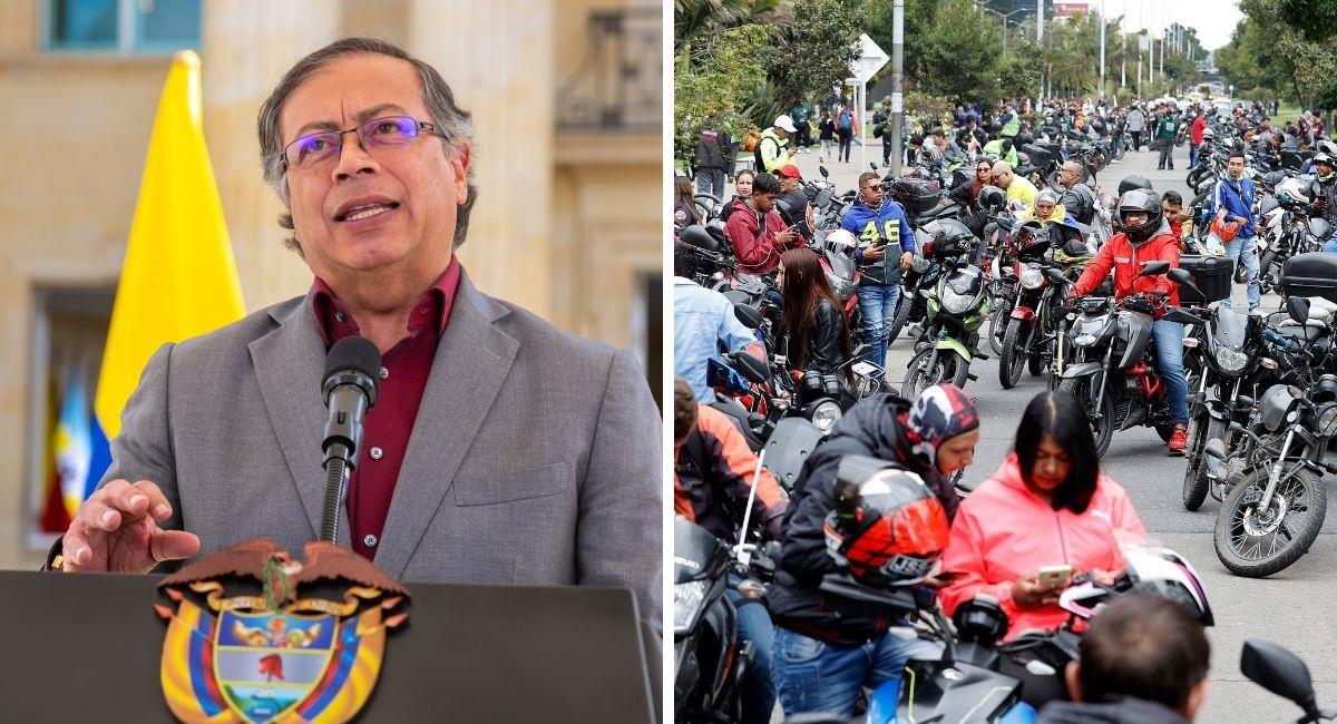 Presidente Petro dice que el gobierno no ha tomado decisiones sobre el SOAT / Motociclistas se manifiestan hoy contra las altas tarifas de transporte. Foto: EFE EFE/ Mauricio Dueñas Castañeda