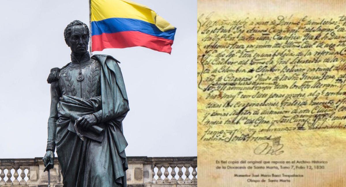 Acta de defunción de Simón Bolívar. Foto: Freepik