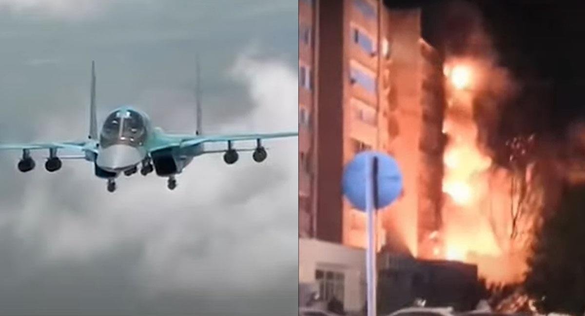 Un avión de combate como el que aparece en la foto se estrelló contra un edificio residencial en Rusia. Foto: Youtube