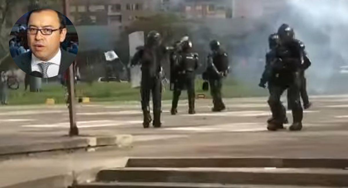 Enfrentamientos entre el ESMAD y manifestantes. Foto: Youtube Captura de video City Noticias