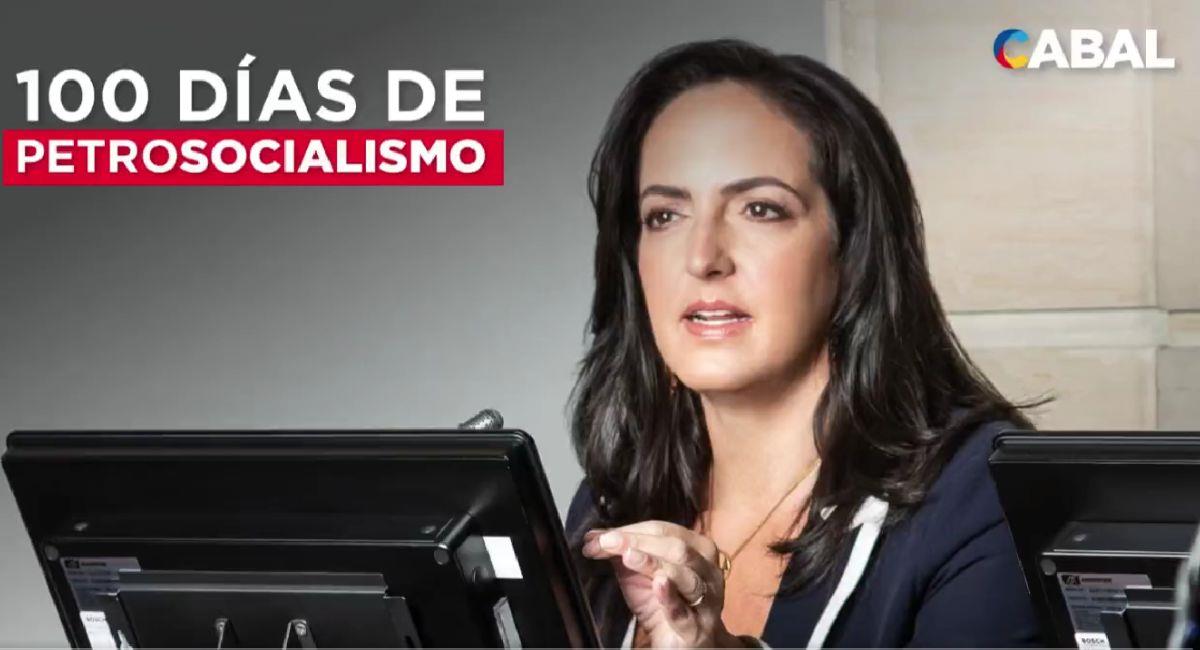 María Fernanda Cabal habla de los primeros 100 días del Gobierno. Foto: Twitter @MariaFdaCabal