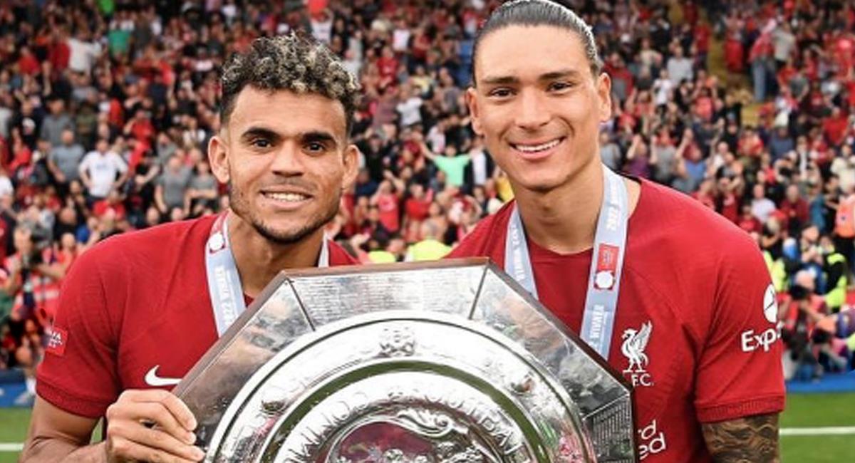 Luis Diaz y Darwin Núñez las dos estrellas del Liverpool aclamadas por la hinchada. Foto: Instagram Luis Diaz