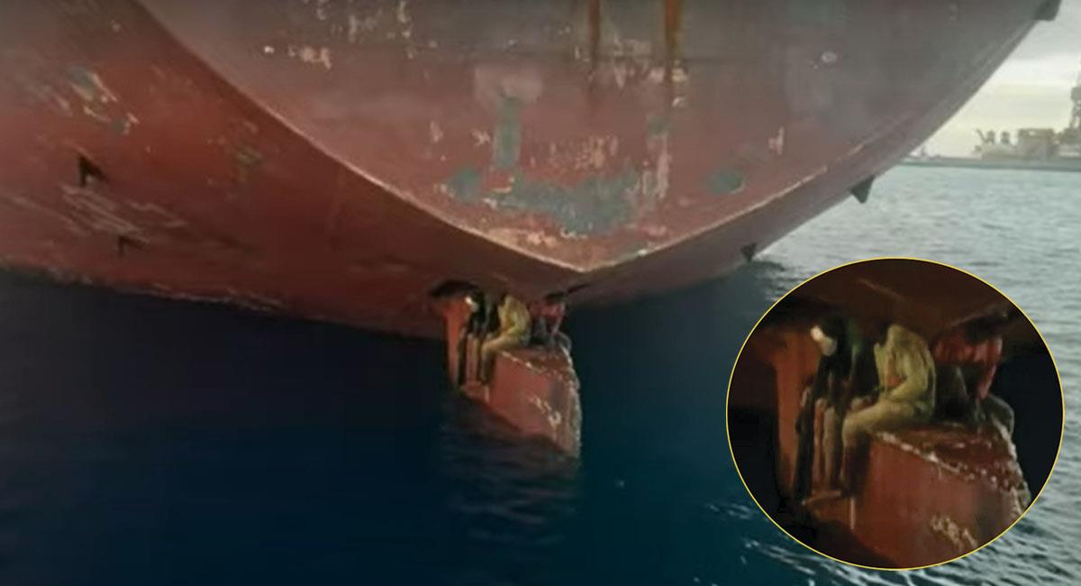 Tres polizones desafiaron la muerte durante 11 días viajando en la pala del timón de un buque petrolero. Foto: Youtube
