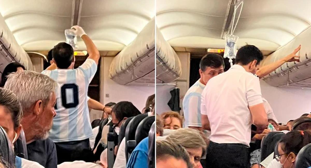 Médico argentino “se puso la camiseta” y salvó la vida de otro pasajero durante un vuelo. Foto: Twitter @stef_bystef