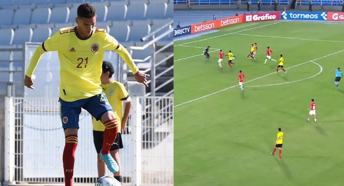 El jugador del Deportivo Cali igualó el marcador. Foto: Captura: @CONMEBOL. Foto: Instagram @daniel_luna_10