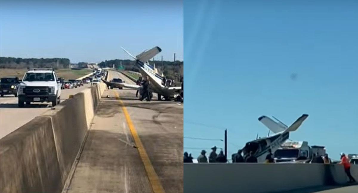 Una intrépida acción de un piloto consiguió aterrizar una avioneta en una carretera de Texas. Foto: Youtube