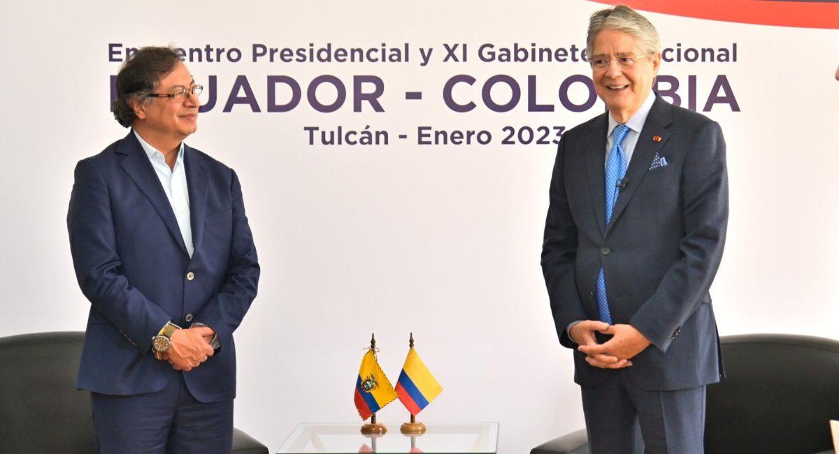 Encuentro entre los presidentes Gustavo Petro y Guillermo Lasso. Foto: Twitter