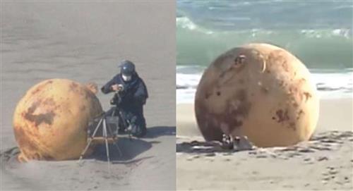 Encuentran misteriosa esfera gigante en playa de Japón