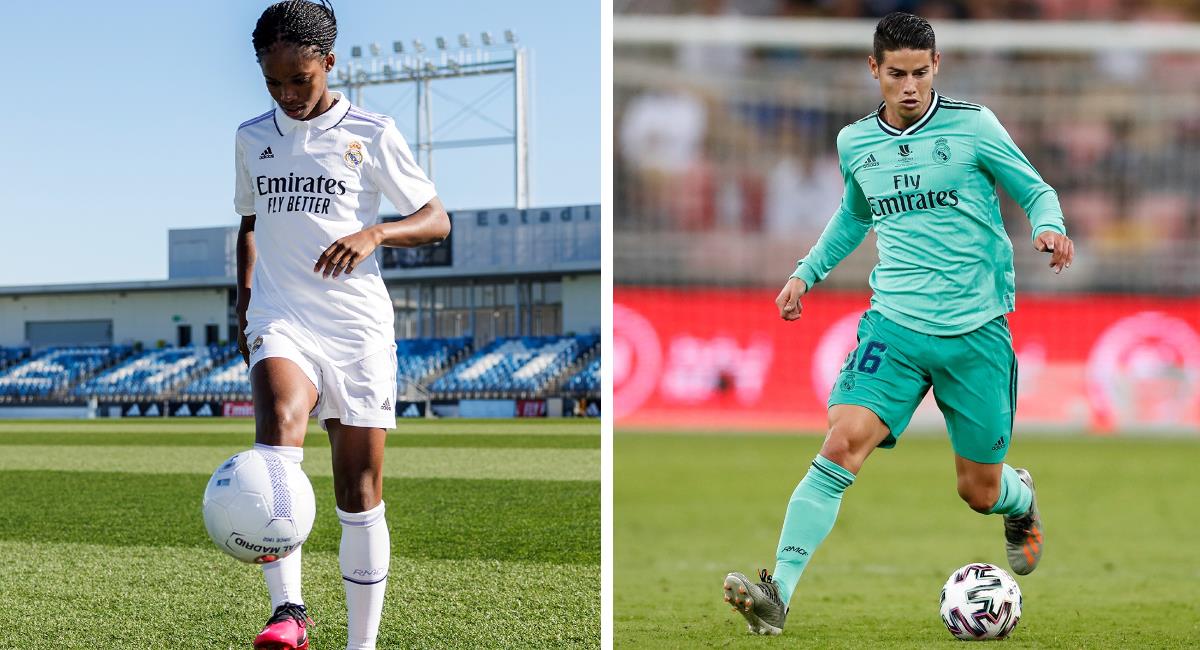 Linda Caicedo y James Rodríguez, marcaron goles similares para el Real Madrid. Foto: Facebook Real Madrid Femenino/Real Madrid