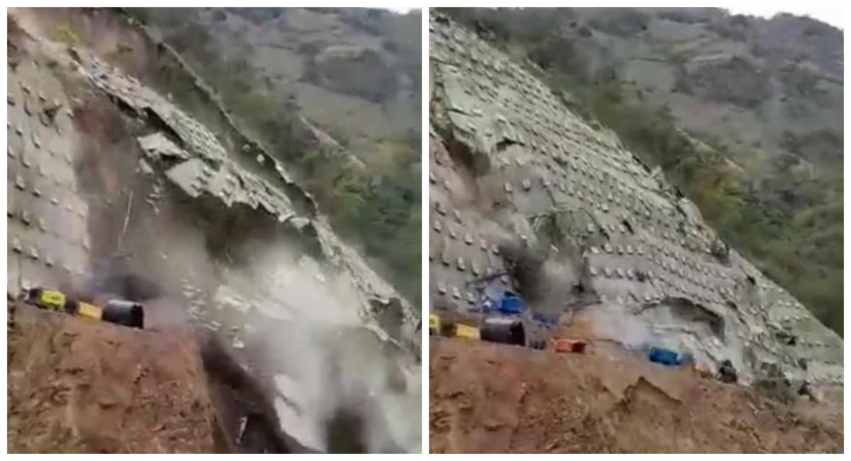 Video: masivo derrumbe de obras de Covipacífico en Bolombolo. Foto: Twitter