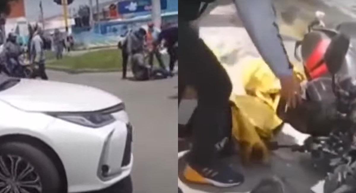 Un joven motociclista casi pierde la vida al ser confundido con un ladrón. Foto: Youtube