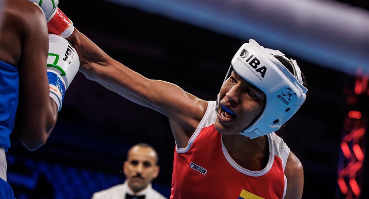 Las boxeadoras colombianas cumplen una destacada actuación en los Mundiales de Boxeo de India. Foto: Twitter @OlimpicoCol